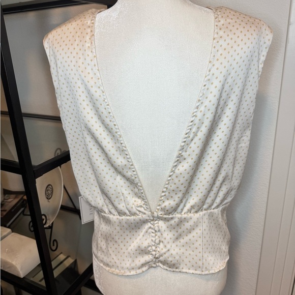 NWT 1.State Womens Bon Voyage Satin Polka Dot Blouse White Size L - Picture 6 of 7